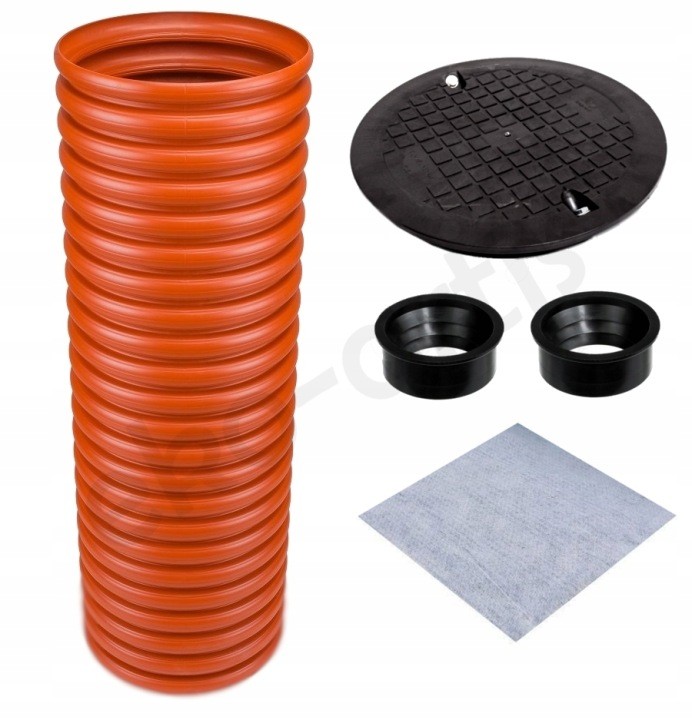 Drenážna šachta eko-artis 400/455 mm, výška 150 cm, poklop, 2 tesnenia a geotextília