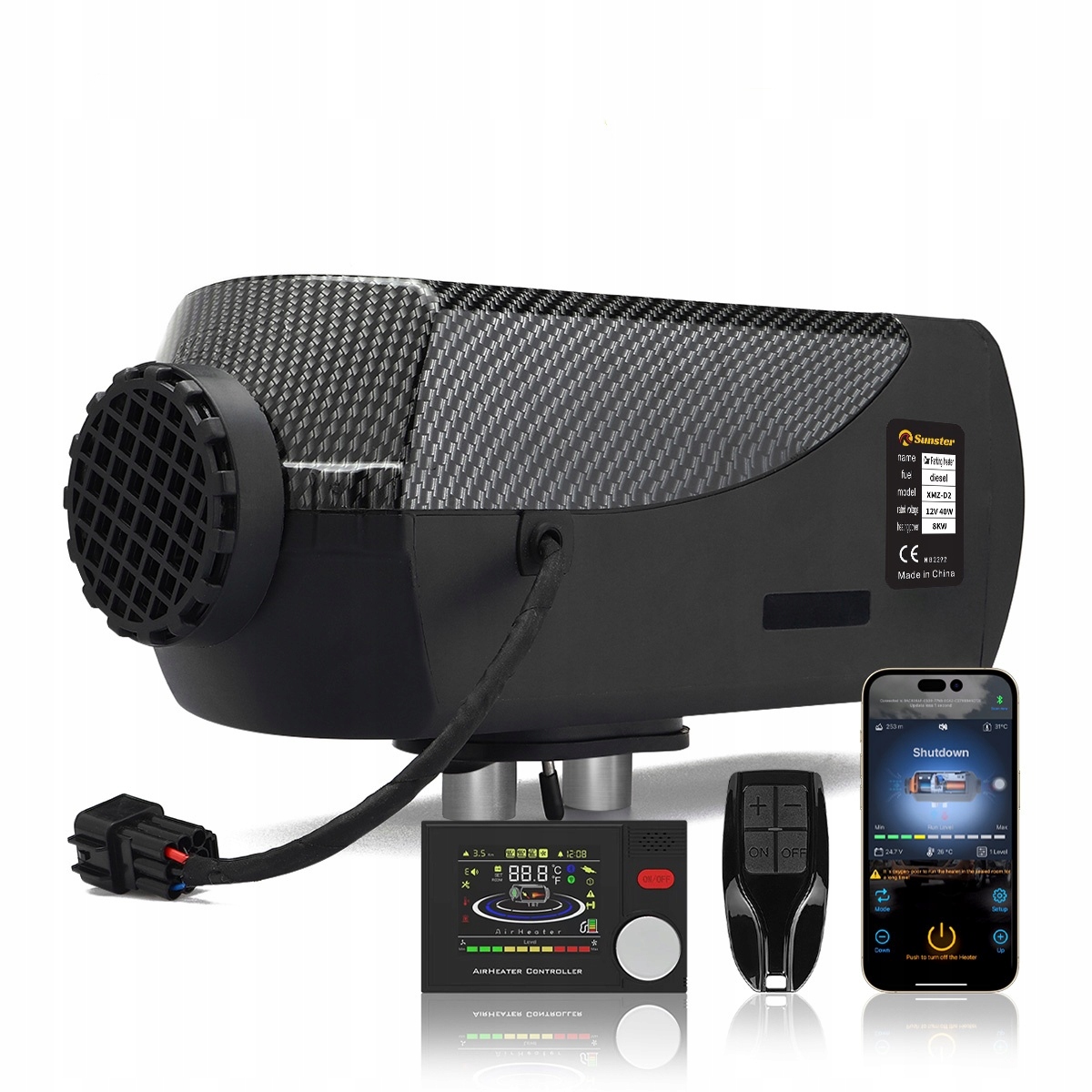 12V 24V nezávislé kúrenie 8KW diesel s Bluetooth