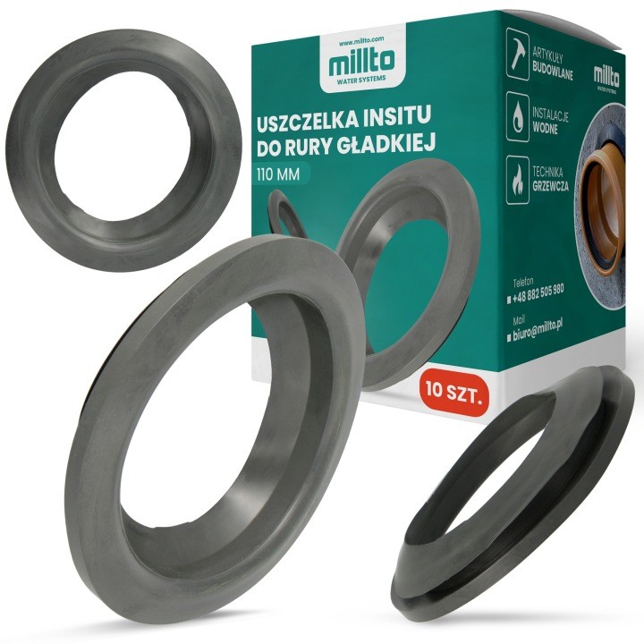 Gumené tesnenie Millto pre hladkú rúru 110 mm, sada 10 kusov