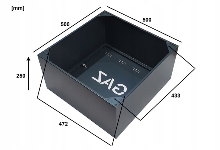 Plynová skrinka Km Express 500 × 500 × 250 mm, antracit RAL 7016, ľavé dvierka