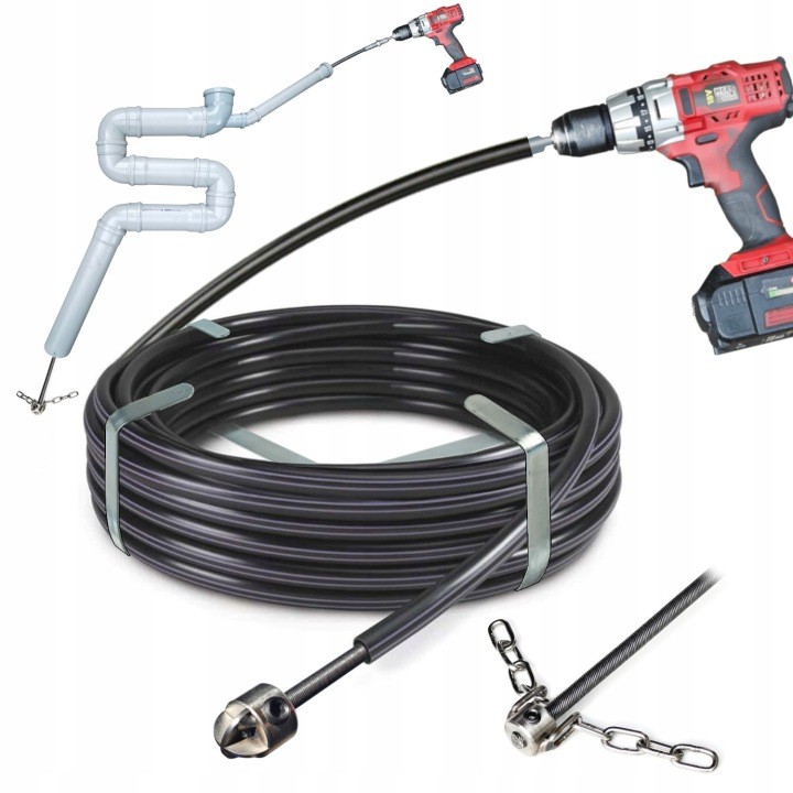 Rotačný čistič odtokov TURBOSAN 40, 10 m, 2 hlavy pre rúry 40–75 mm