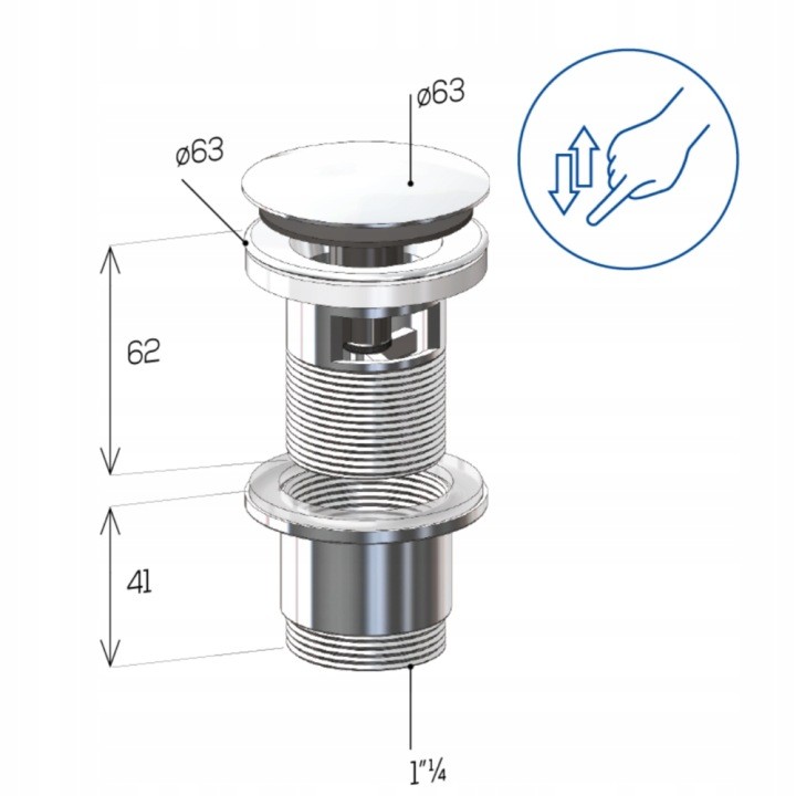 Chrómová výpusť Lira 496114 klik-klak s prepadom, 1 1/4″