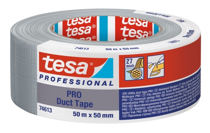 Tesa PRO Duct Tape strieborná opravná páska 50 m × 50 mm, 3 ks