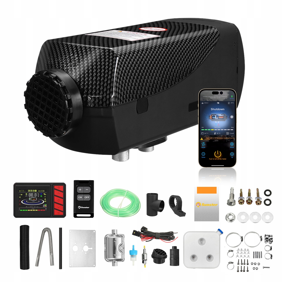 2KW olejový ohrievač 12V 24V polohový ohrev s Bluetooth WEBASTO