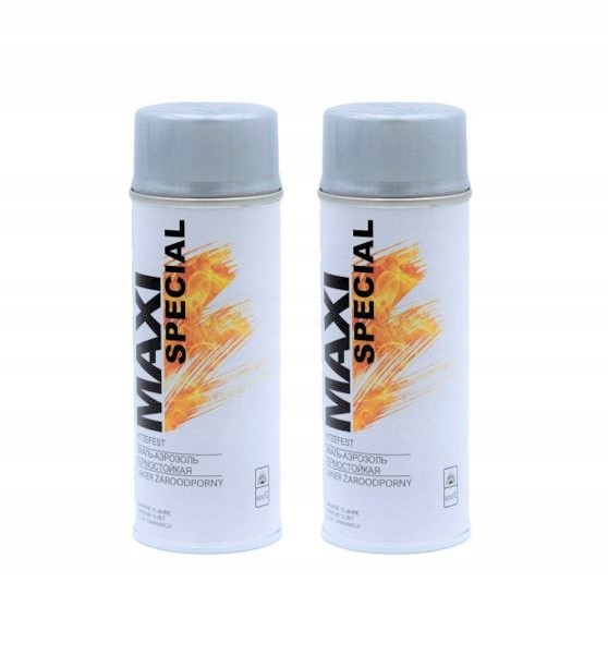 Krbová vložka - 2x MAXI žiaruvzdorný lak v spreji 800 ° C STRIEBORNÝ