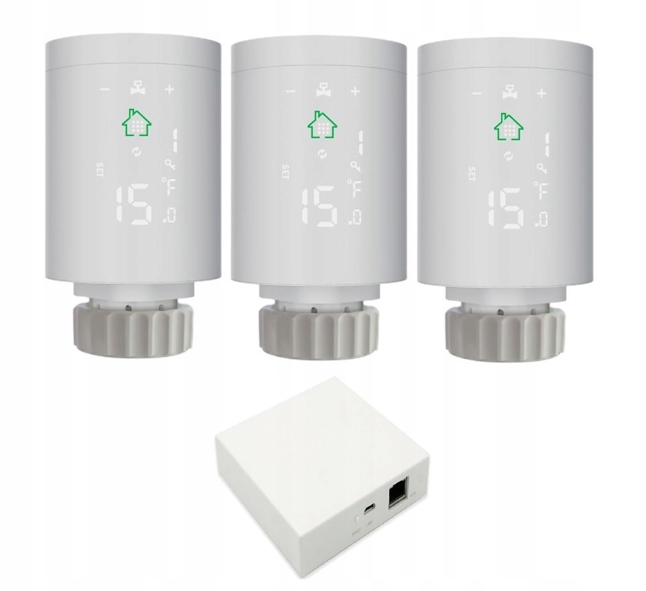 3x termostatická hlavica + TUYA Zigbee LAN brána