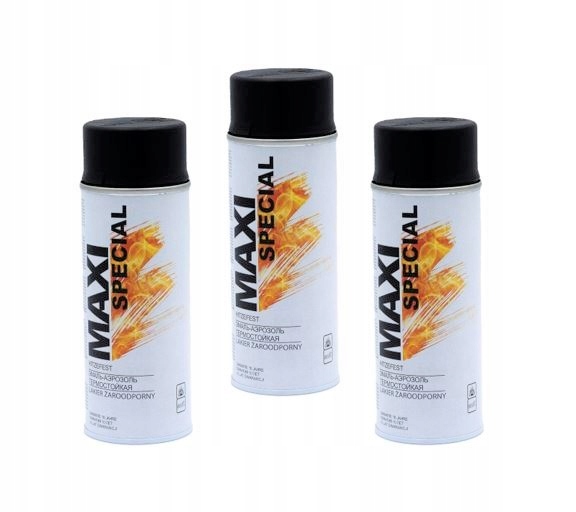 Krbová vložka - 3x MAXI COLOR žiaruvzdorná farba v spreji 800 čierna