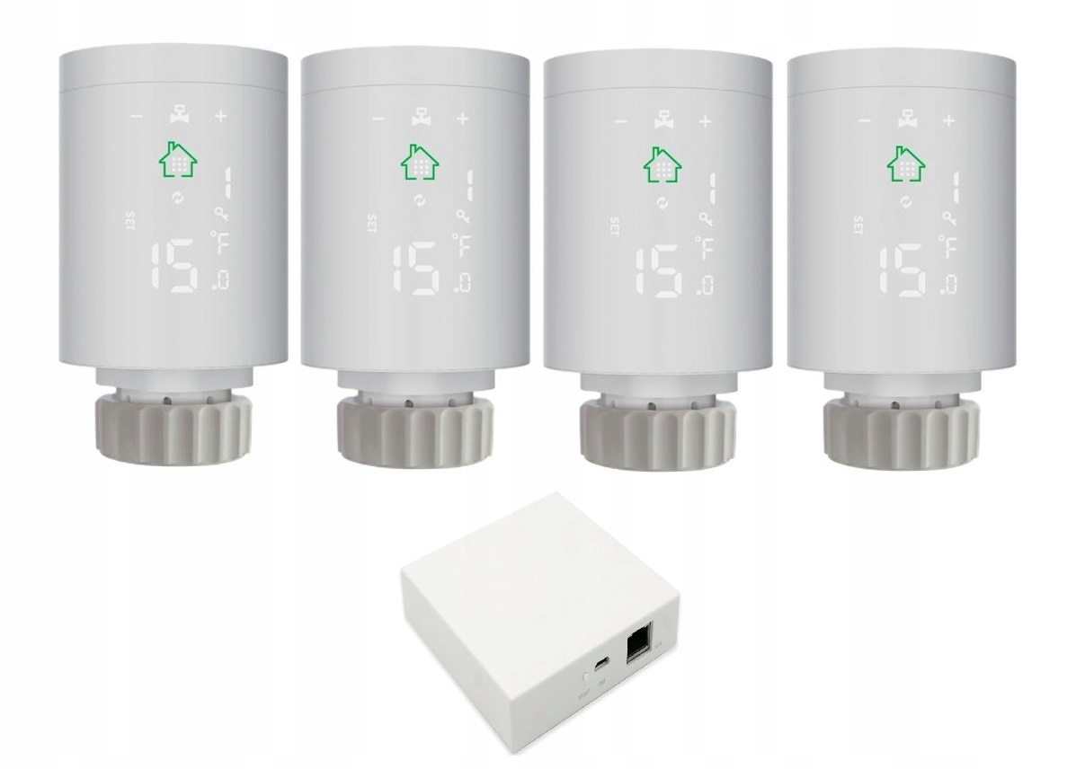 4x termostatická hlavica + TUYA Zigbee LAN brána