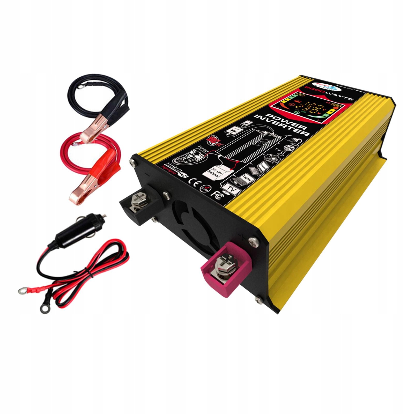 Fotovoltaika – 500 W (6000 W špičkový) 12 V menič do auta pre