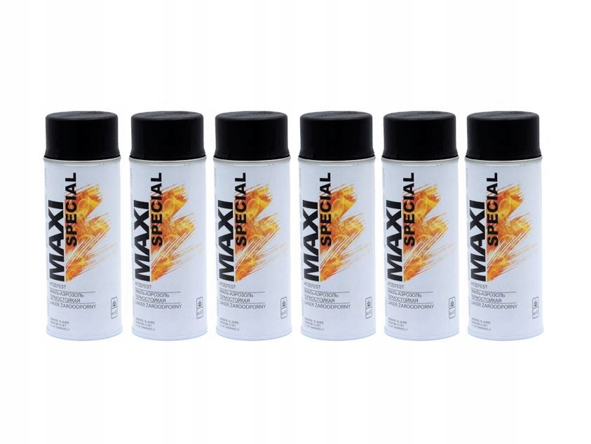 Krbová vložka - 6x MAXI COLOR žiaruvzdorná farba v spreji 800 čierna