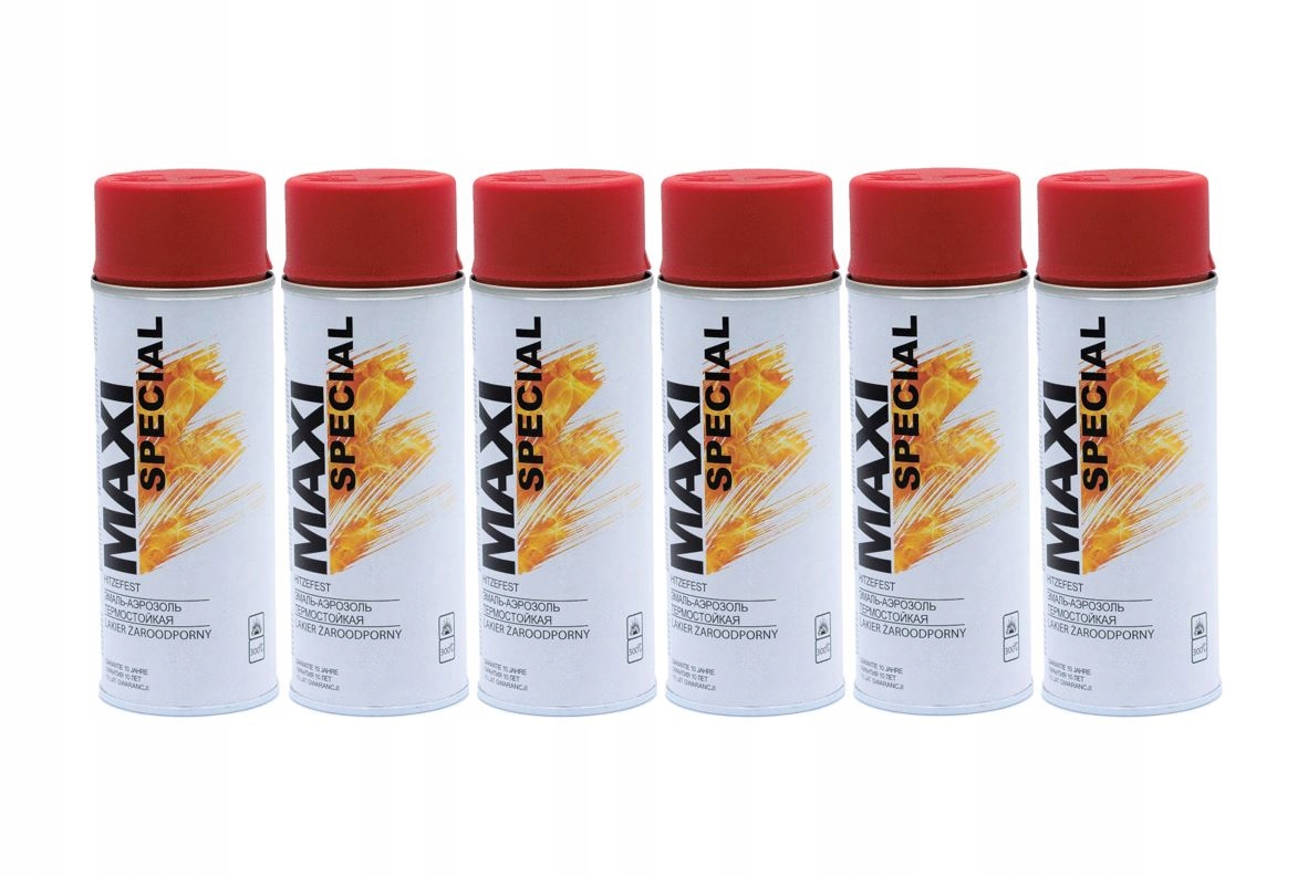 Krbová vložka - 6xMAXI žiaruvzdorná farba v spreji 800 ČERVENÁ
