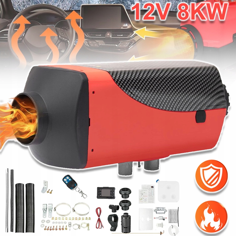 PARKOVACIE KÚRENIE 12V 8KW S LCD NÁDRŽOU DIAĽKOVÉ OVLÁDANIE Tlmič