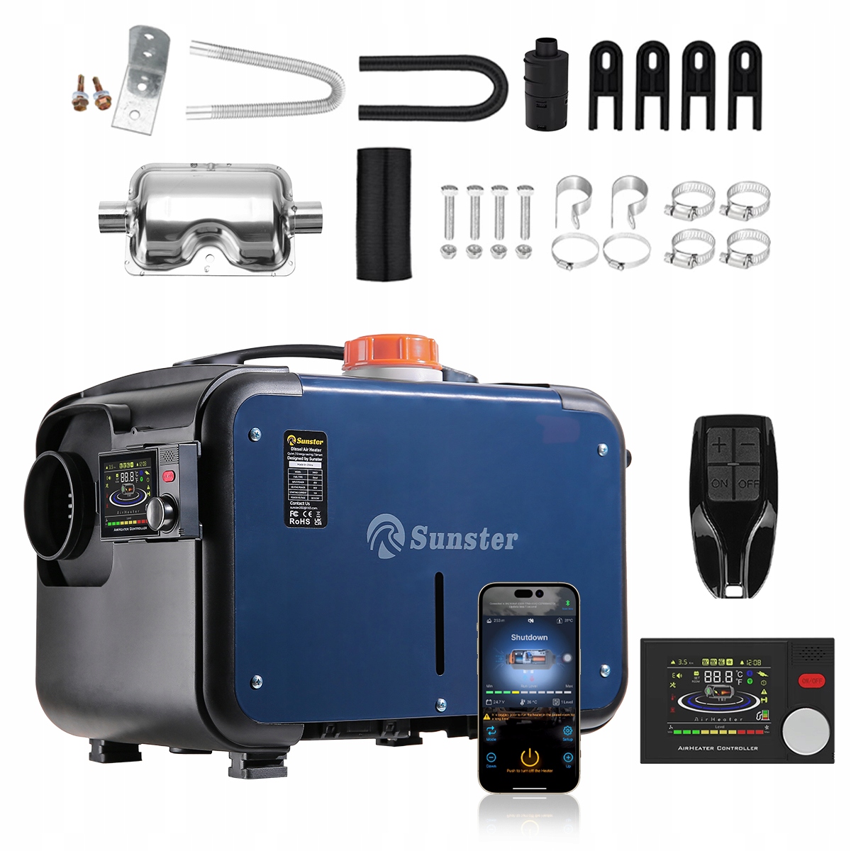 8KW Ohrievač oleja 12V 24V Parkovacie kúrenie s Bluetooth WEBASTO