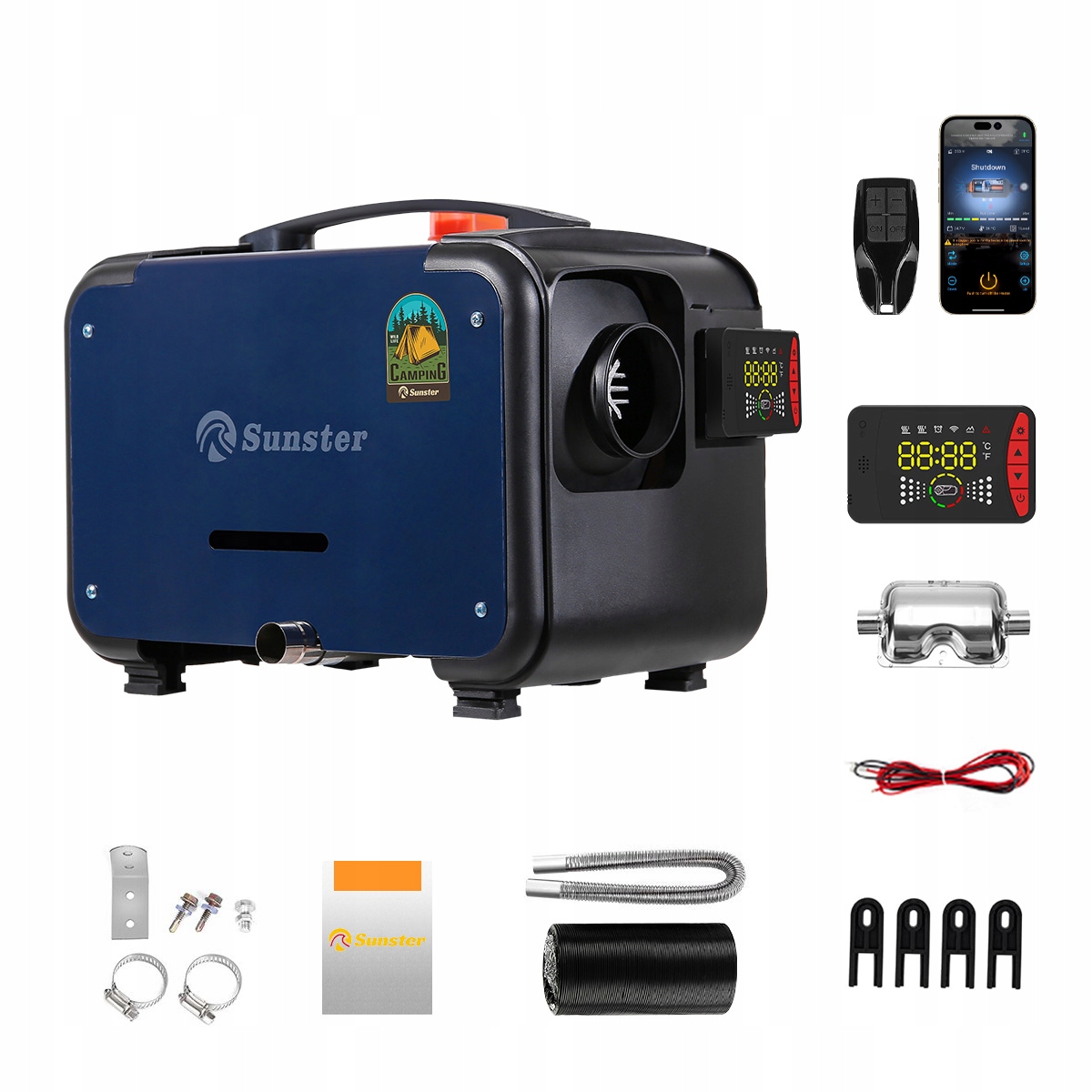 8KW BENZÍNOVÝ PLYNOVÝ OHRIEVAČ WEBASTO OLEJOVÝ fúkač 12/24V BLUETOOTH LCD