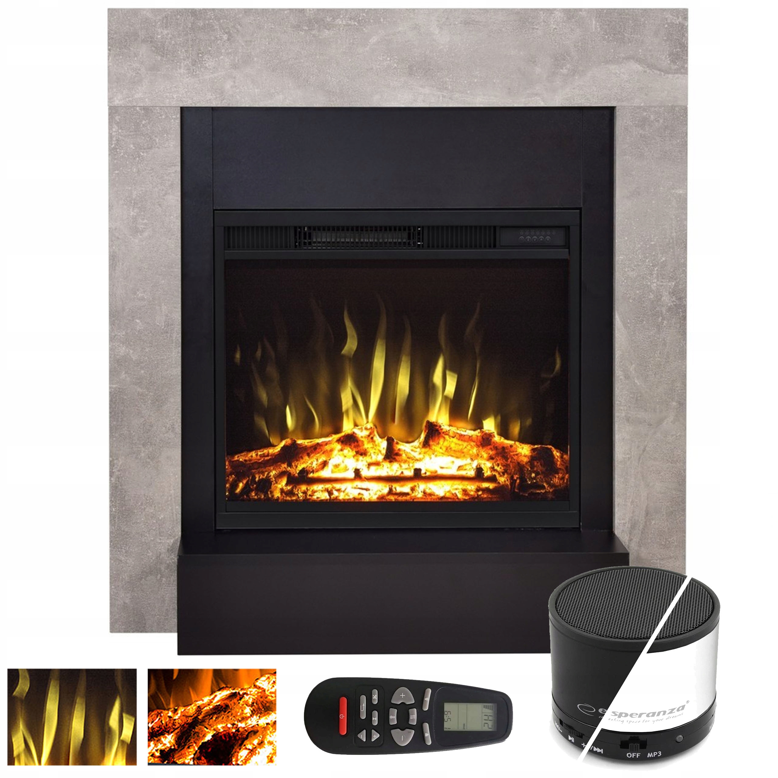 AFLAMO Elektrický krb 90 CM LED JEDNODUCHÝ Betón