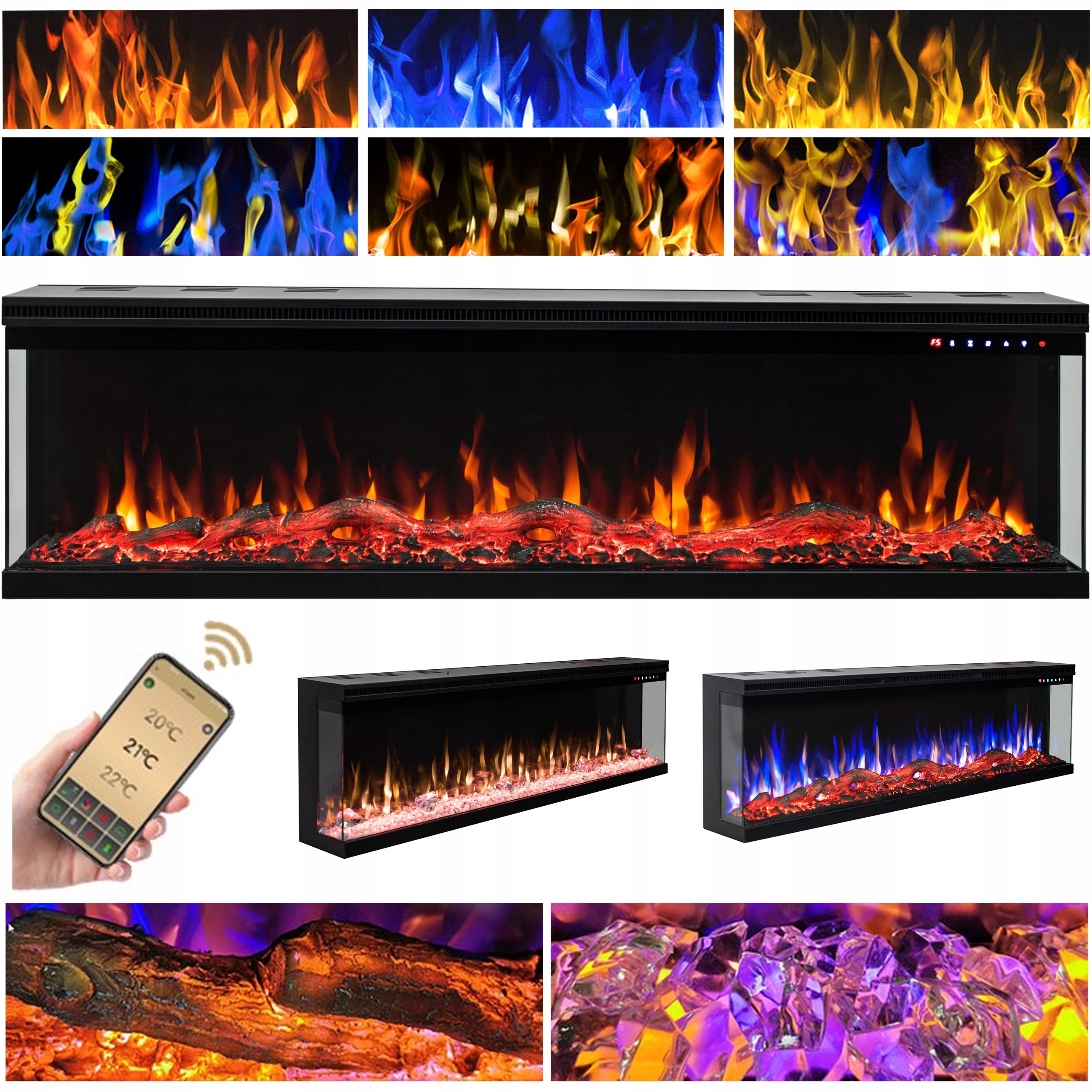 AFLAMO Elektrický krb LED UNIQUE 165 nástenný