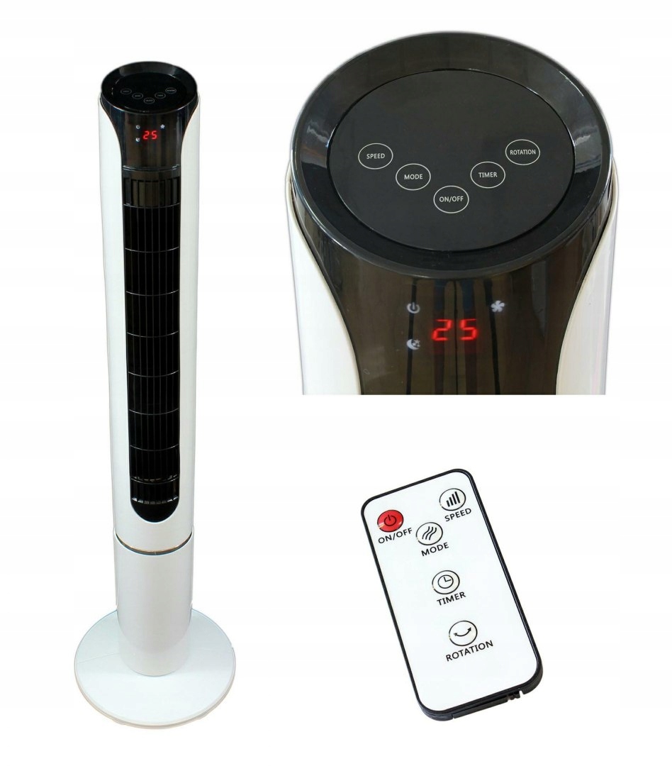 Ventilátor - AG389C Stĺpový ventilátor 113 cm biely