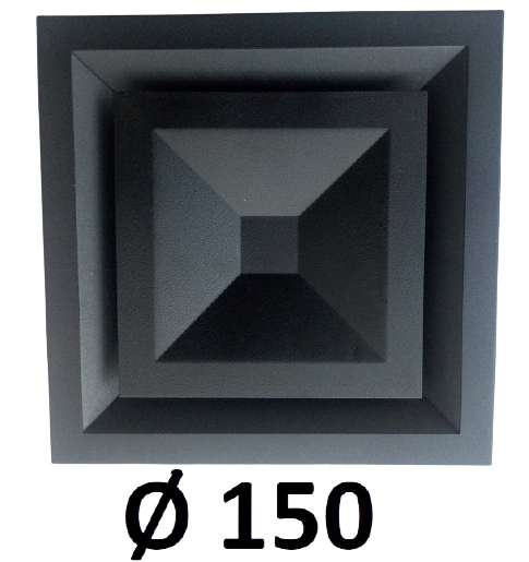 150 [mm] ČIERNY nastaviteľný hranatý difúzor