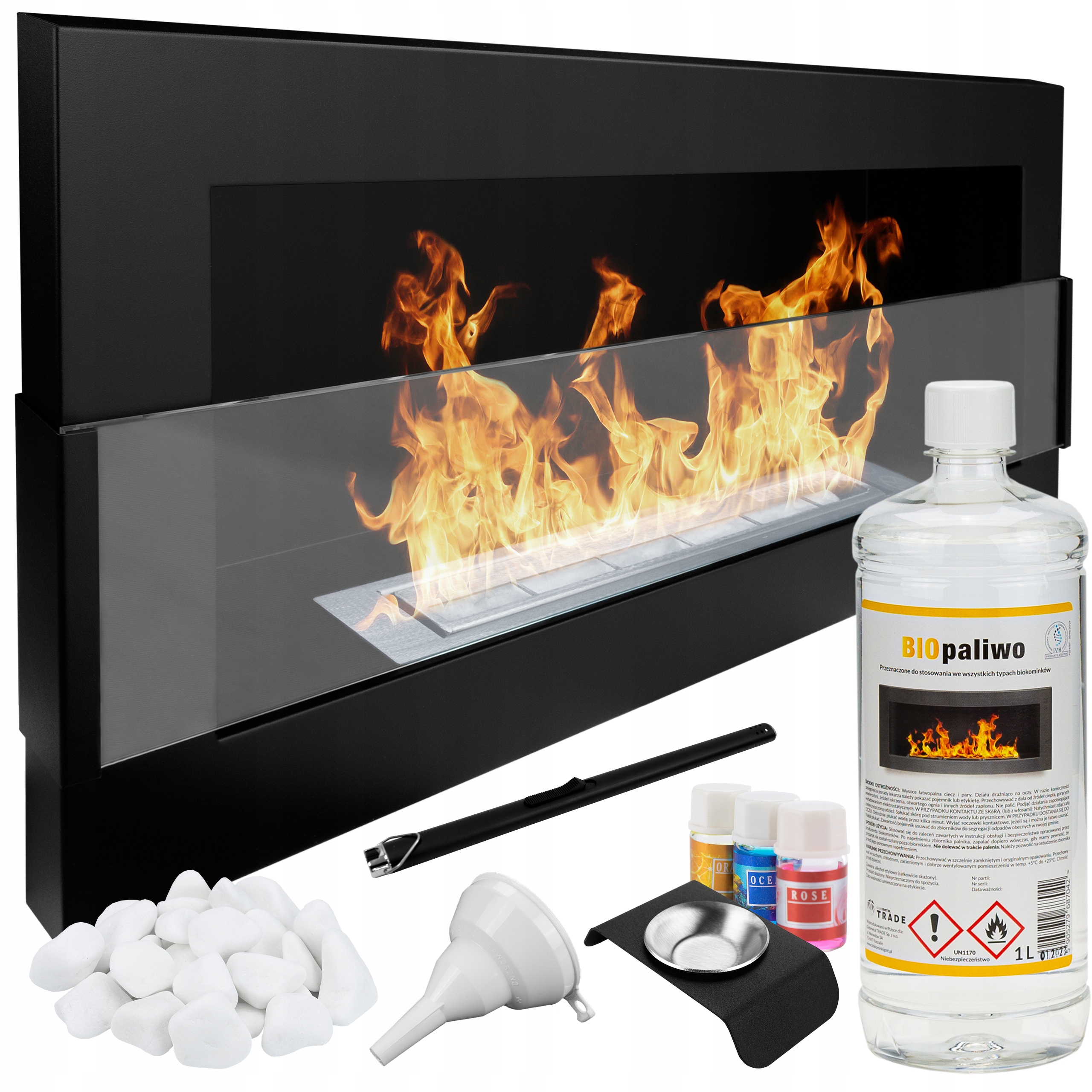 BIO KRB 900x400 ČIERNE PLOCHÉ SKLO 12CM ZADARMO