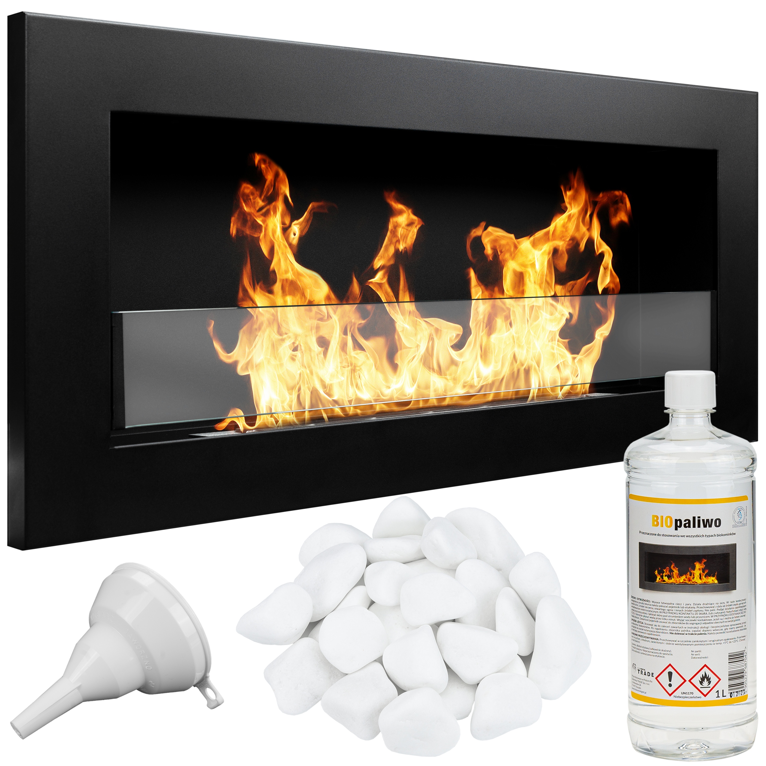 BIO KRB 900x400 SLIM ČIERNE PLOCHÉ SKLO 12CM