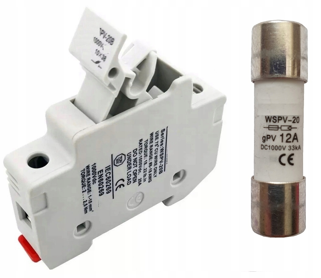 Fotovoltaika -  PV poistka 10x38 DC 1000V 12A KOMPLETNÝ