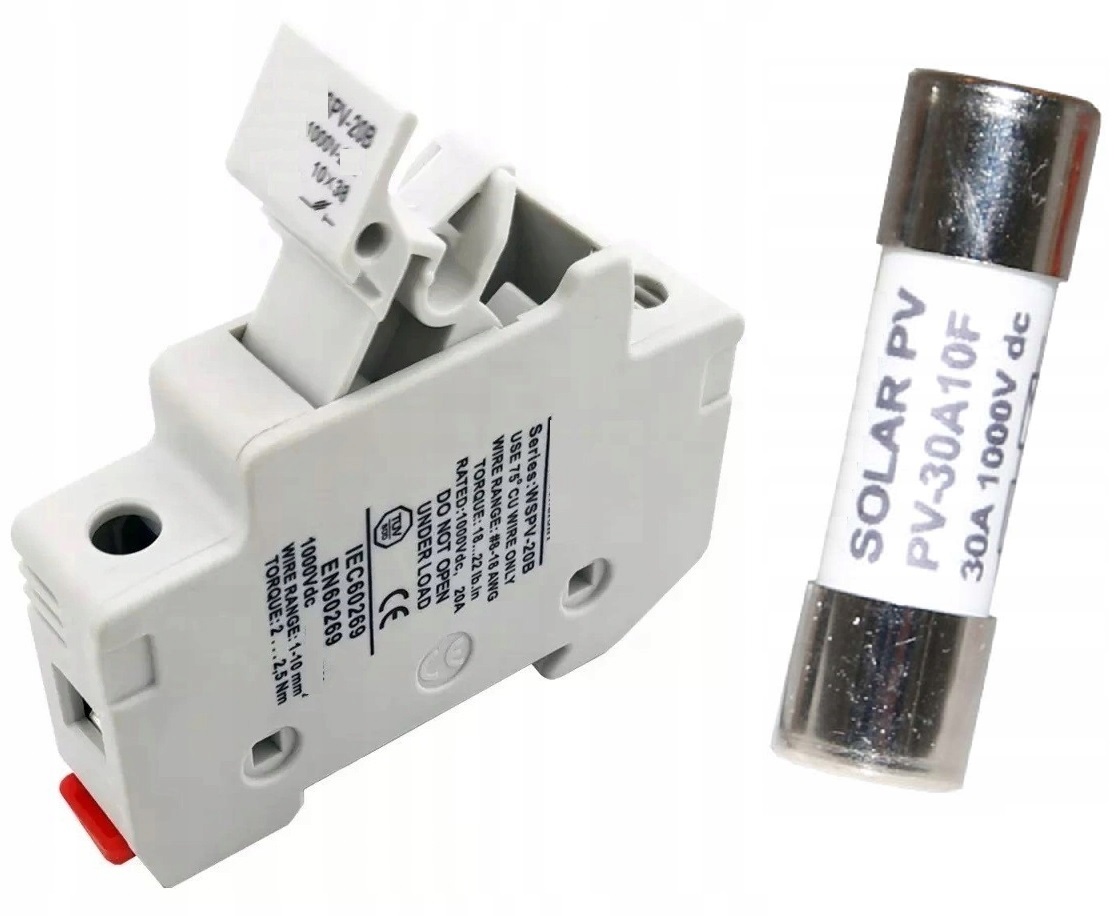 PV poistka 10x38 DC 1000V 30A Kompletná