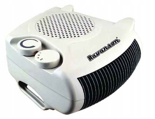 Ravanson biely horizontálny ohrievač ventilátora, termostat