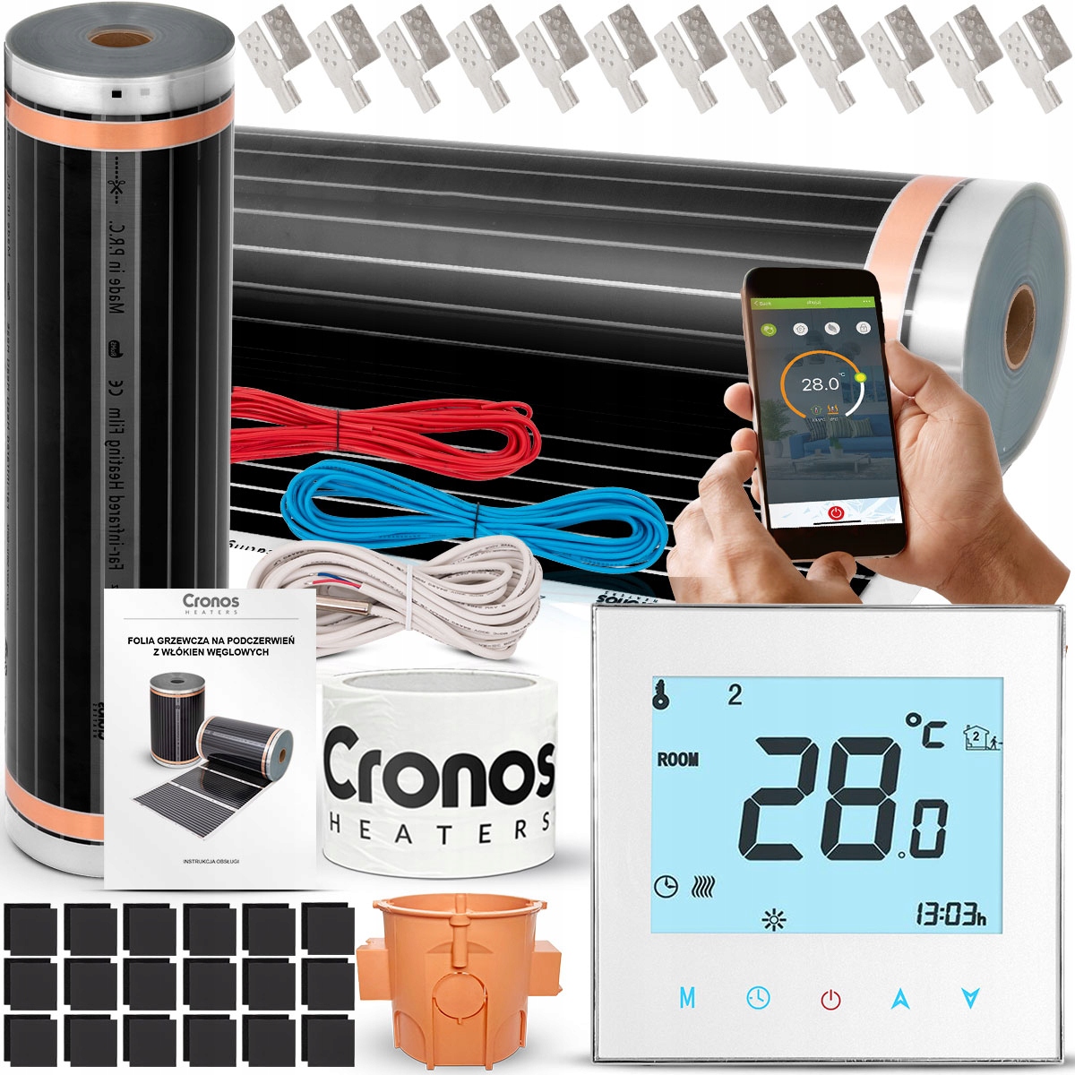 CRONOS VYKUROVACIA FÓLIA infračervená rohož s WiFi TERMOSTATOM 140W/m2 20m2