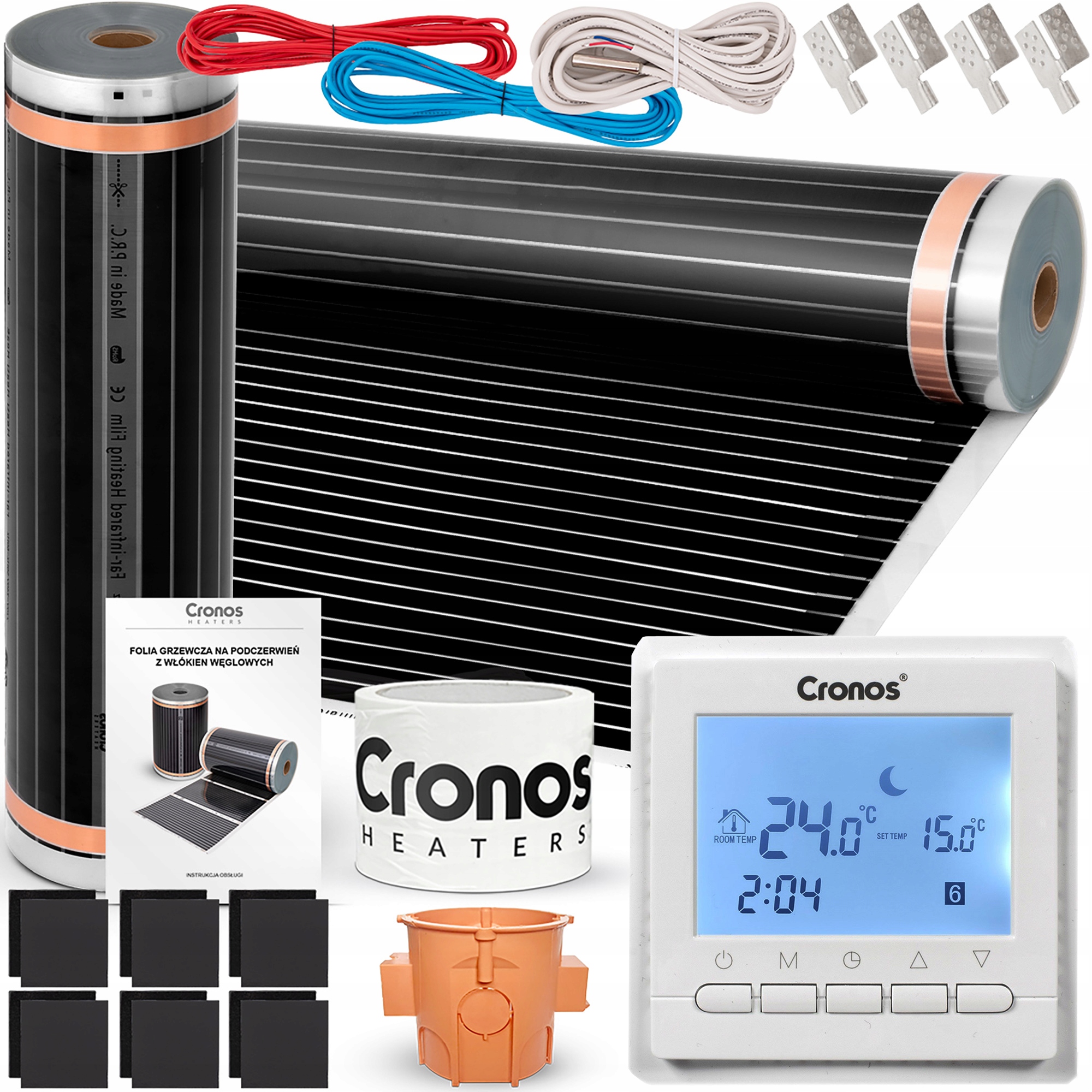 CRONOS INFRAČERVENÁ VYKUROVACIA FÓLIA IR ROHOŽKA S TERMOSTATOM 140W/m2 22m2