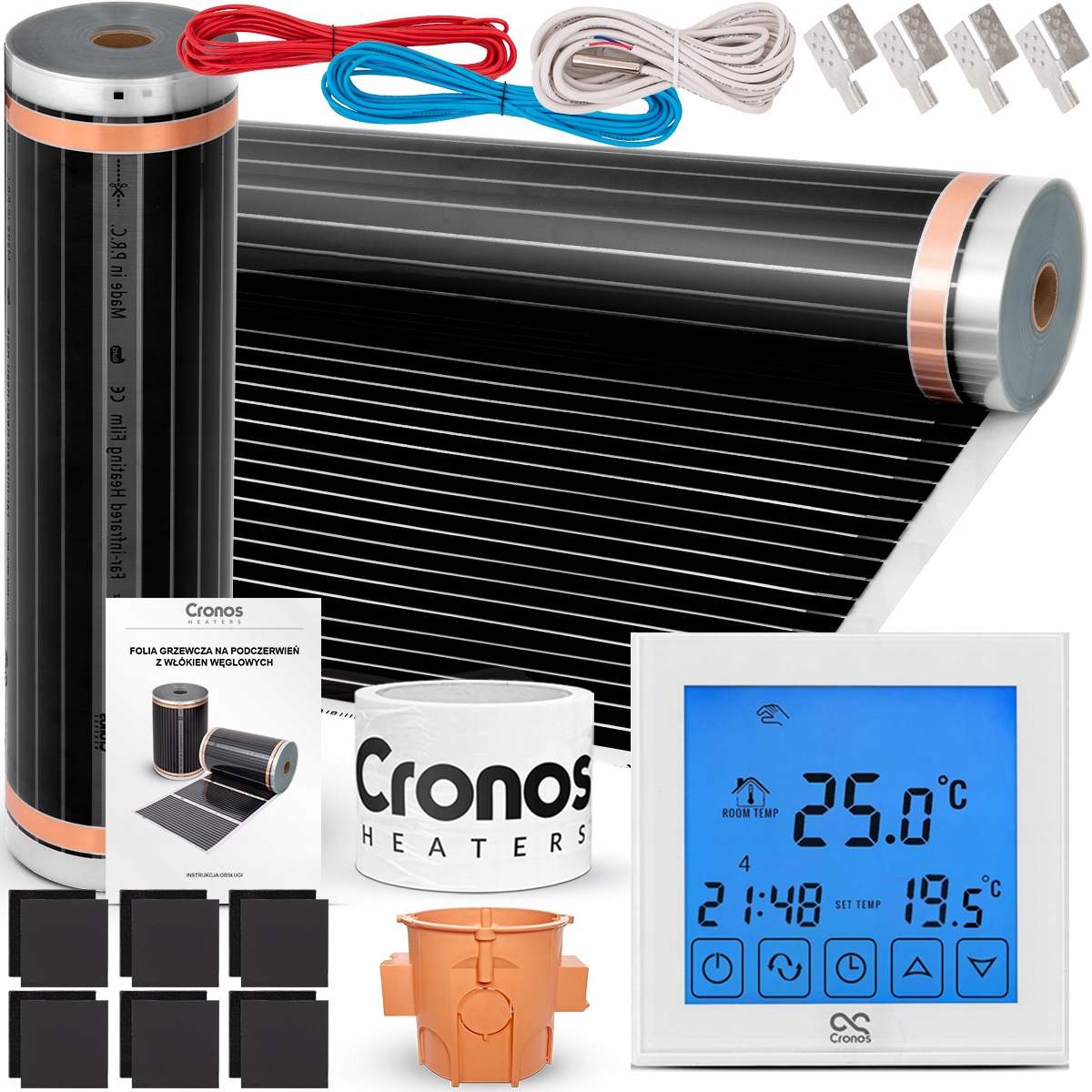 CRONOS ROHOŽ INFRAČERVENÁ VYKUROVACIA FÓLIA S TERMOSTATOM 140Wm2 22m2
