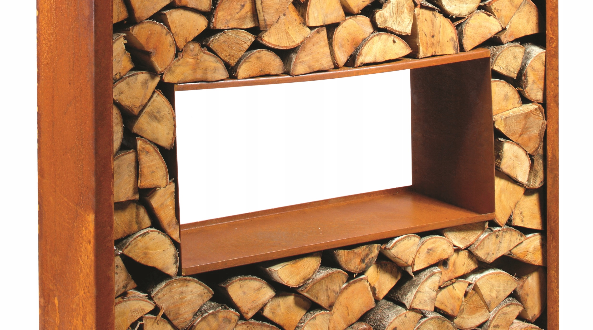 Stojan, kôš na drevo DEKOROVANÝ STOJAN NA POLICE DREVÁ KNIHOVKA LOFT 78x38