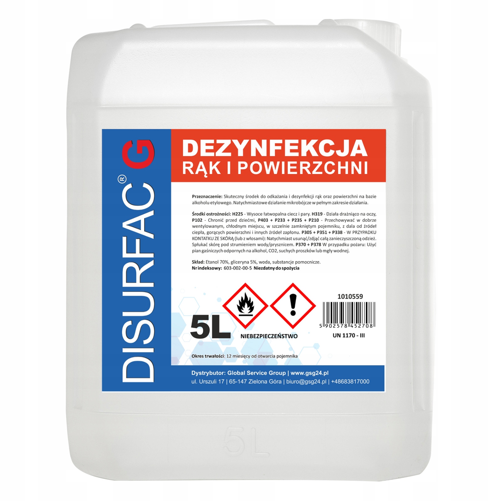 DISURFAC 70 Dezinfekčná kvapalina s glycerínom 5L