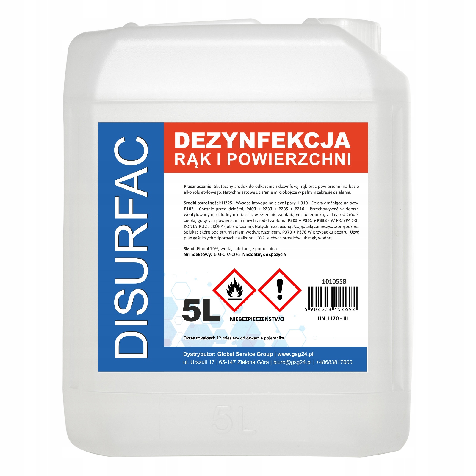 DISURFAC ETANOL 70 Dezinfekčný prostriedok na ruky 5L