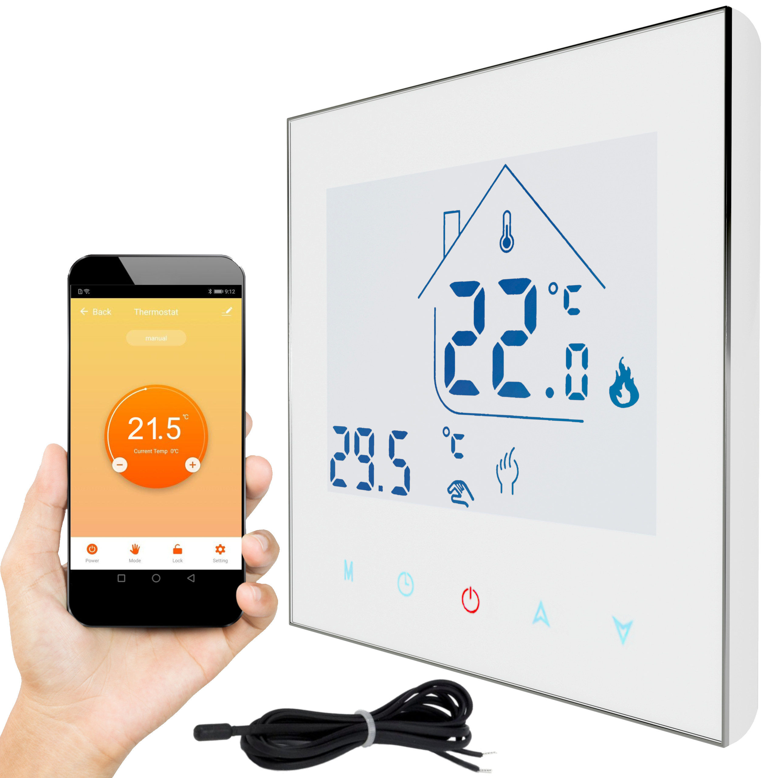 DOTYKOVÝ TERMOSTAT 16A WIFI REGULÁTOR 24/7 DIGITÁLNY