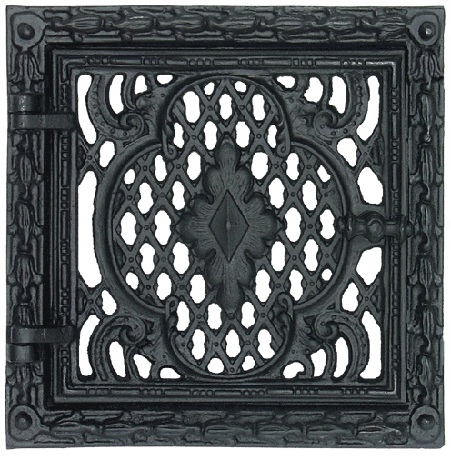 Krbová vložka - Čierne prelamované liatinové dvere 22cmx22cm