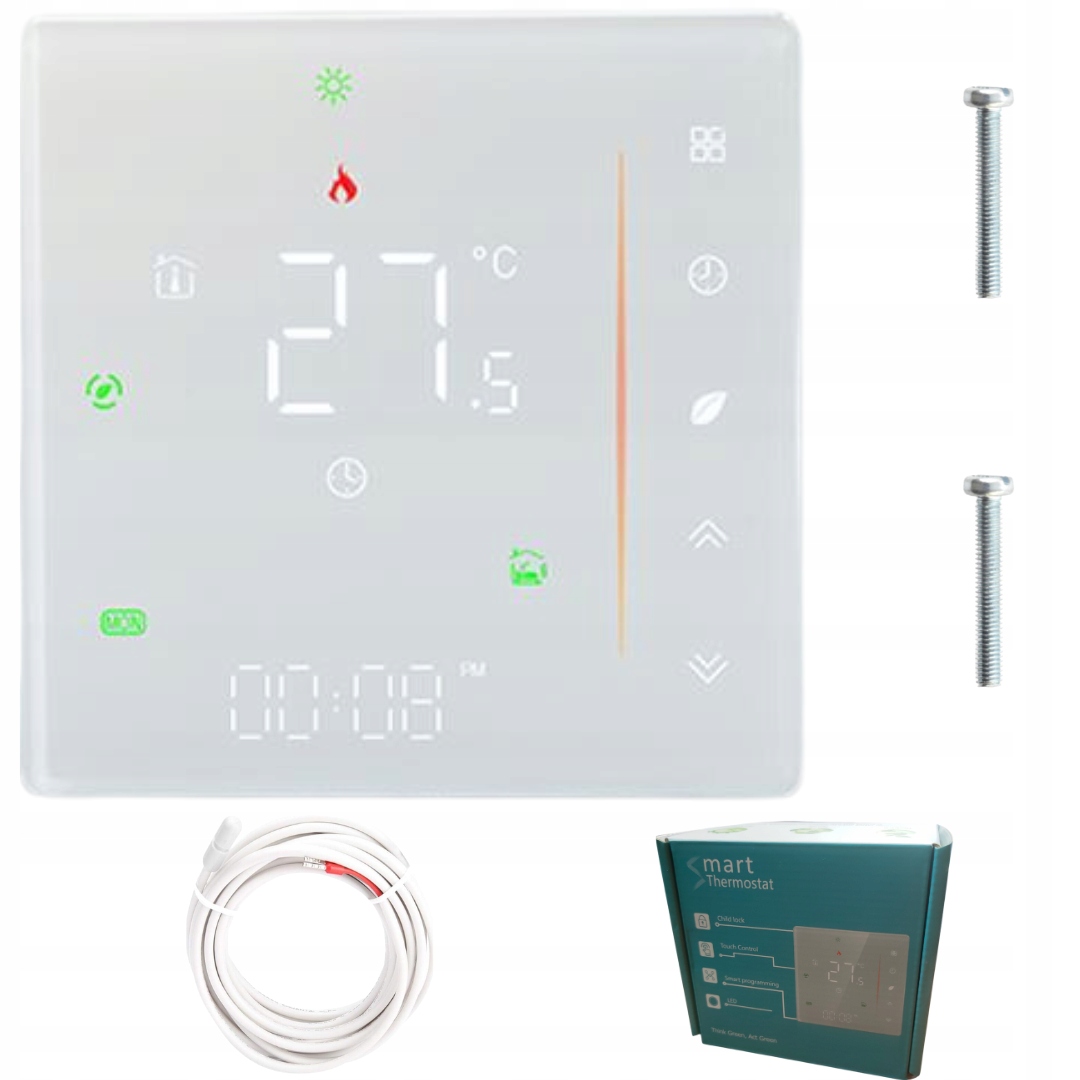 ELEGANTNÝ TERMOSTAT NA KÚRENIE WIFI ZigBee ROHOŽE TUYA LCD 16A SMART BIELA
