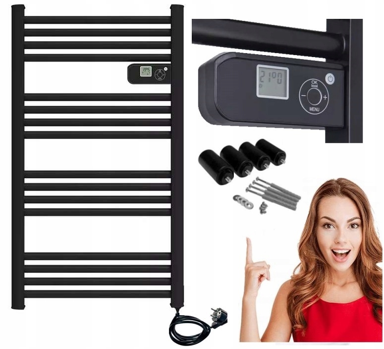 Goodhome elektrický kúpeľňový radiátor 500 W 55 × 98 mm čierny