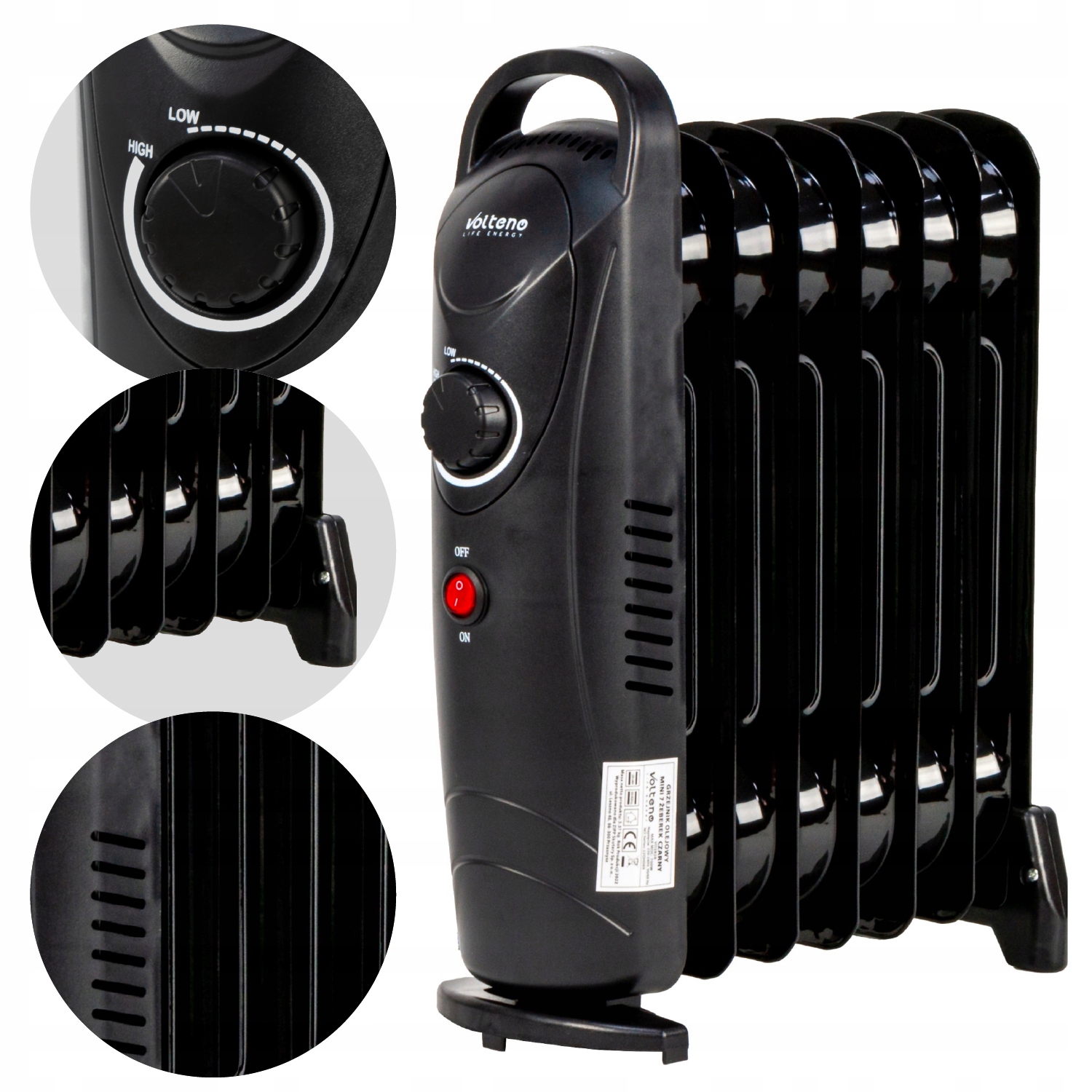 Olejový chladič oilak mini 7 rebrový 700w čierny Volteno VO2828