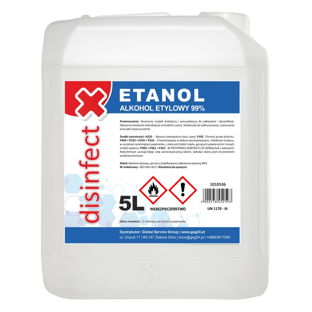 ETANOL - KONTAMINOVANÝ ETHYL ALKOHOL DEZINFEKCIA 99% 5L