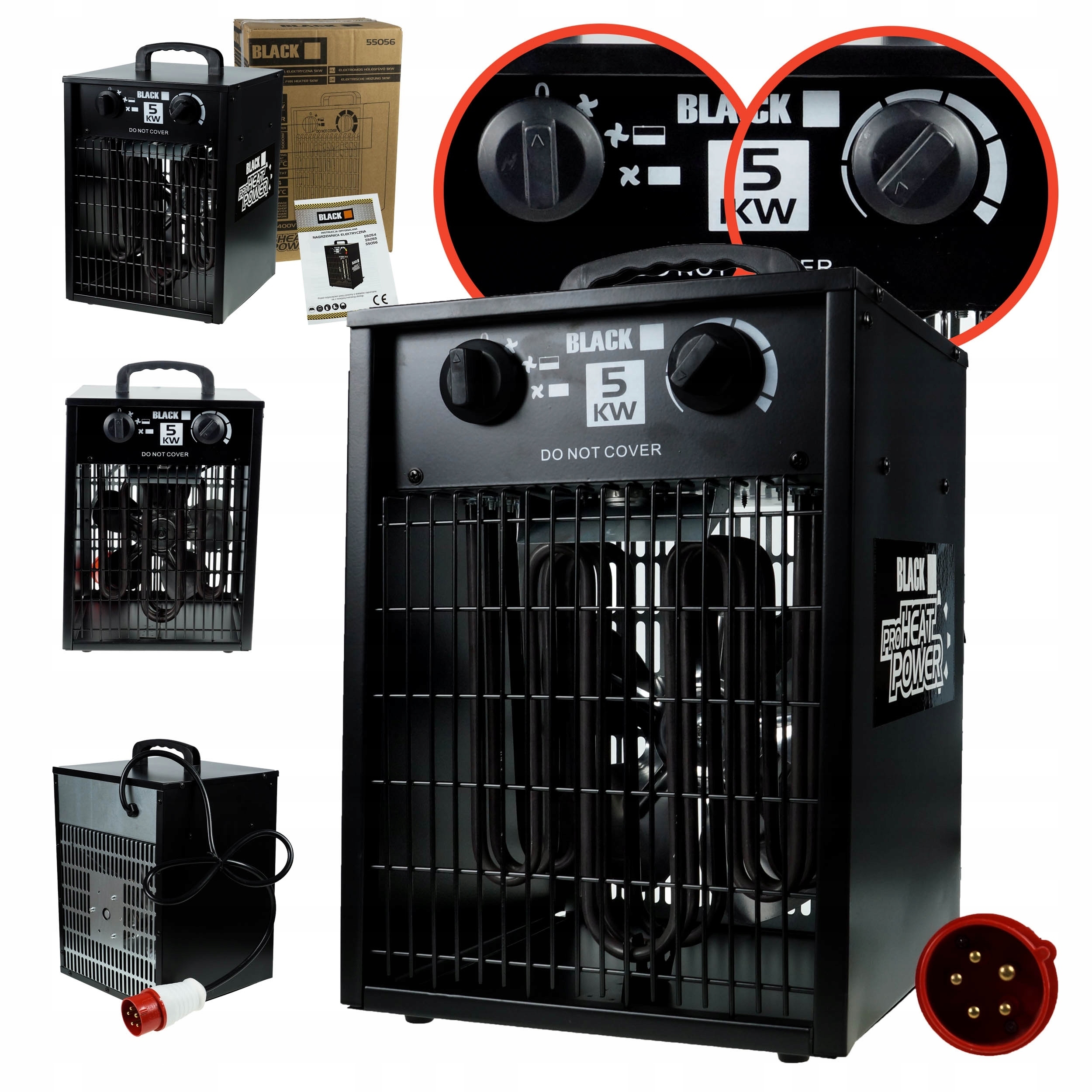 Elektrický ohrievač vzduchu Blower Farelka Black 400 V 5 kW odvlhčovač.