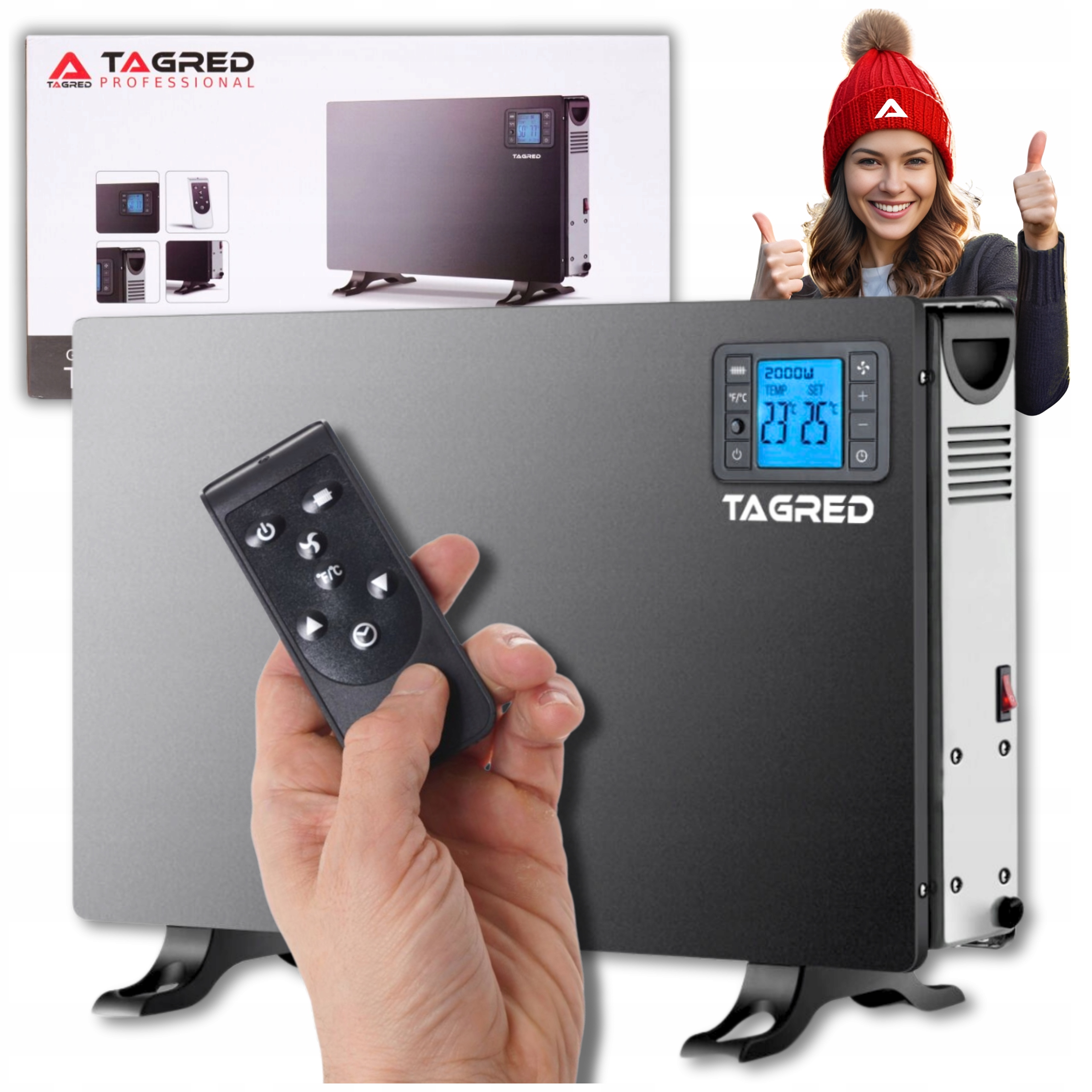 Konvektor TAGRED 2000 W, čierny