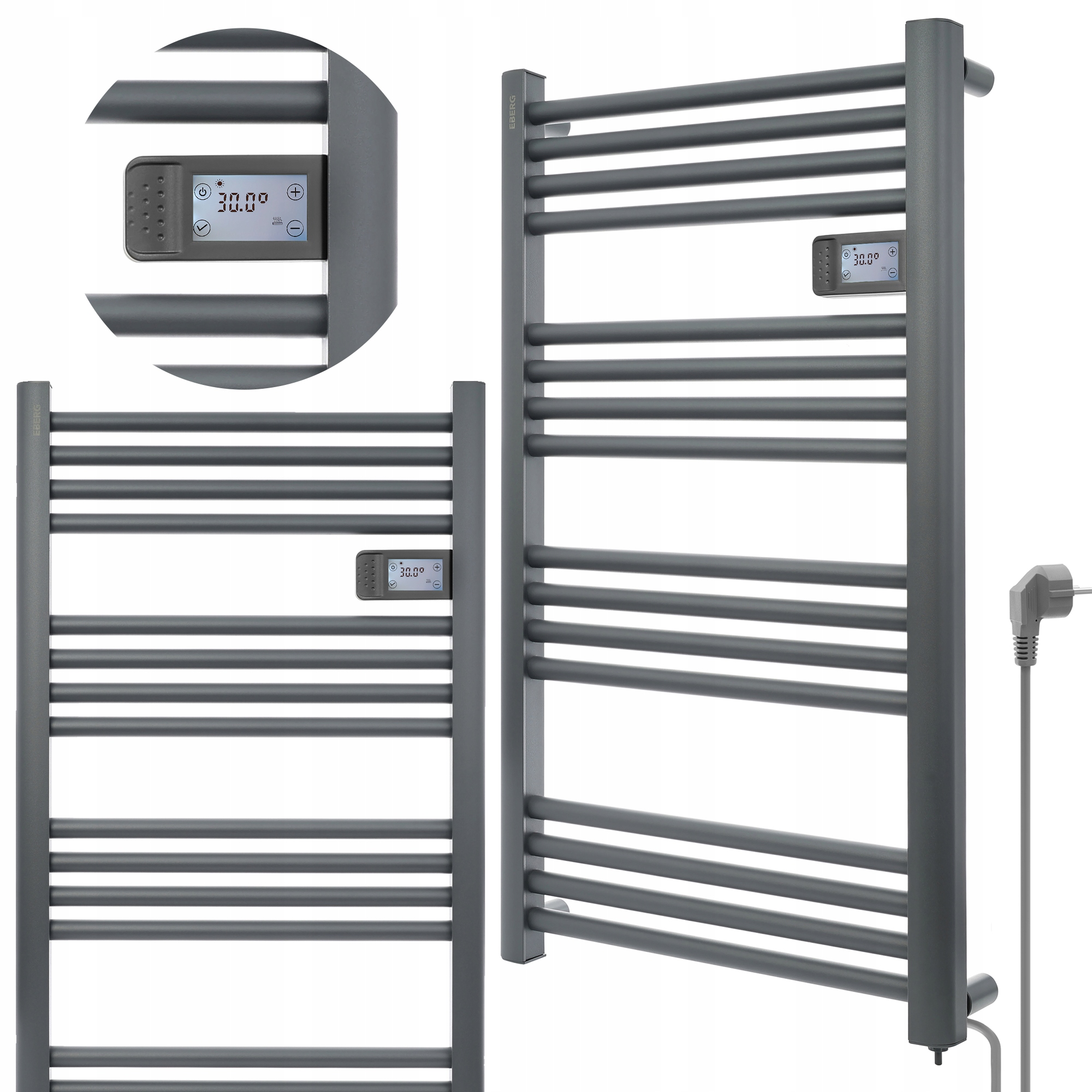 EBERG elektrický kúpeľňový radiátor 500 W 540 x 960 mm antracit