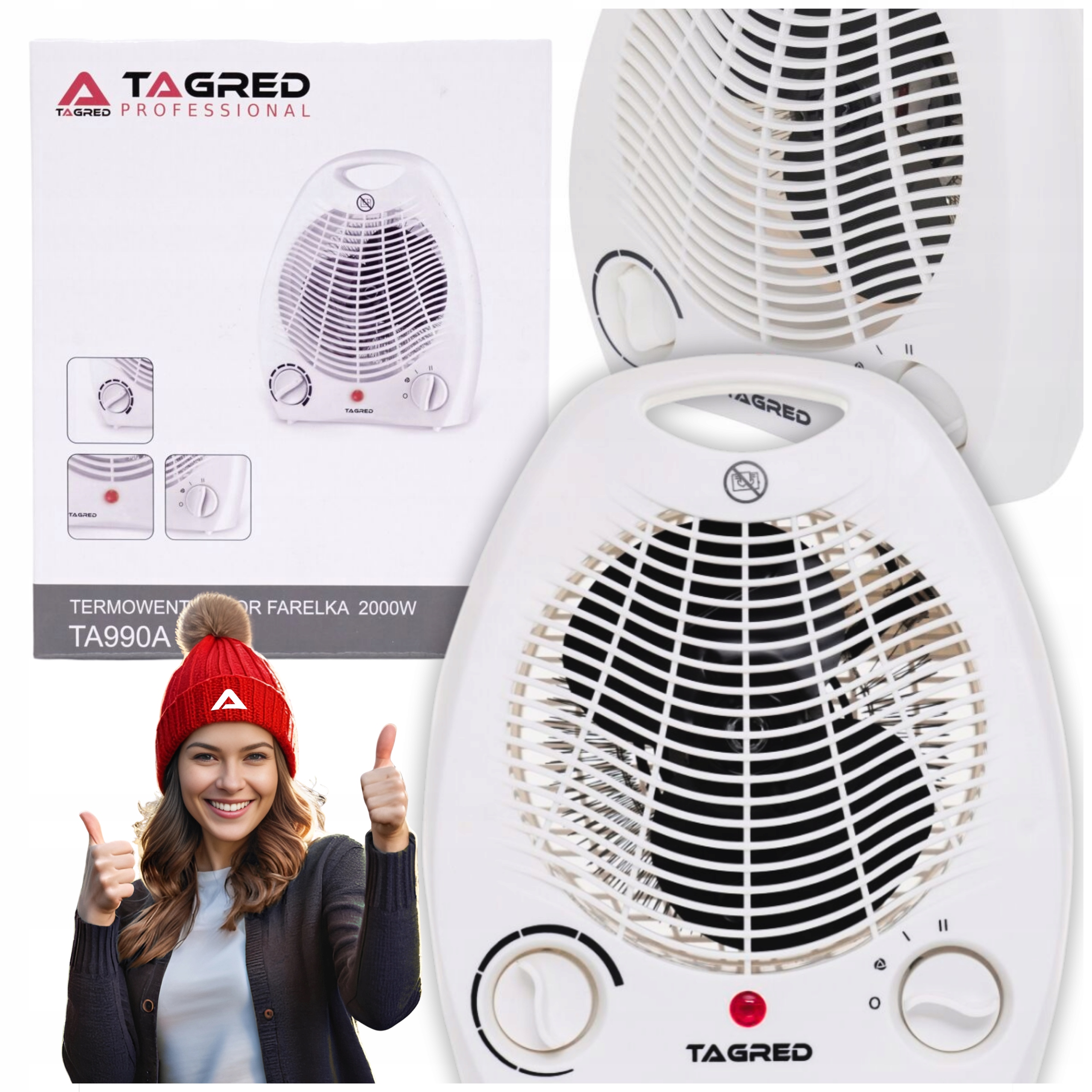 TAGRED 2000 W biely ventilátorový ohrievač