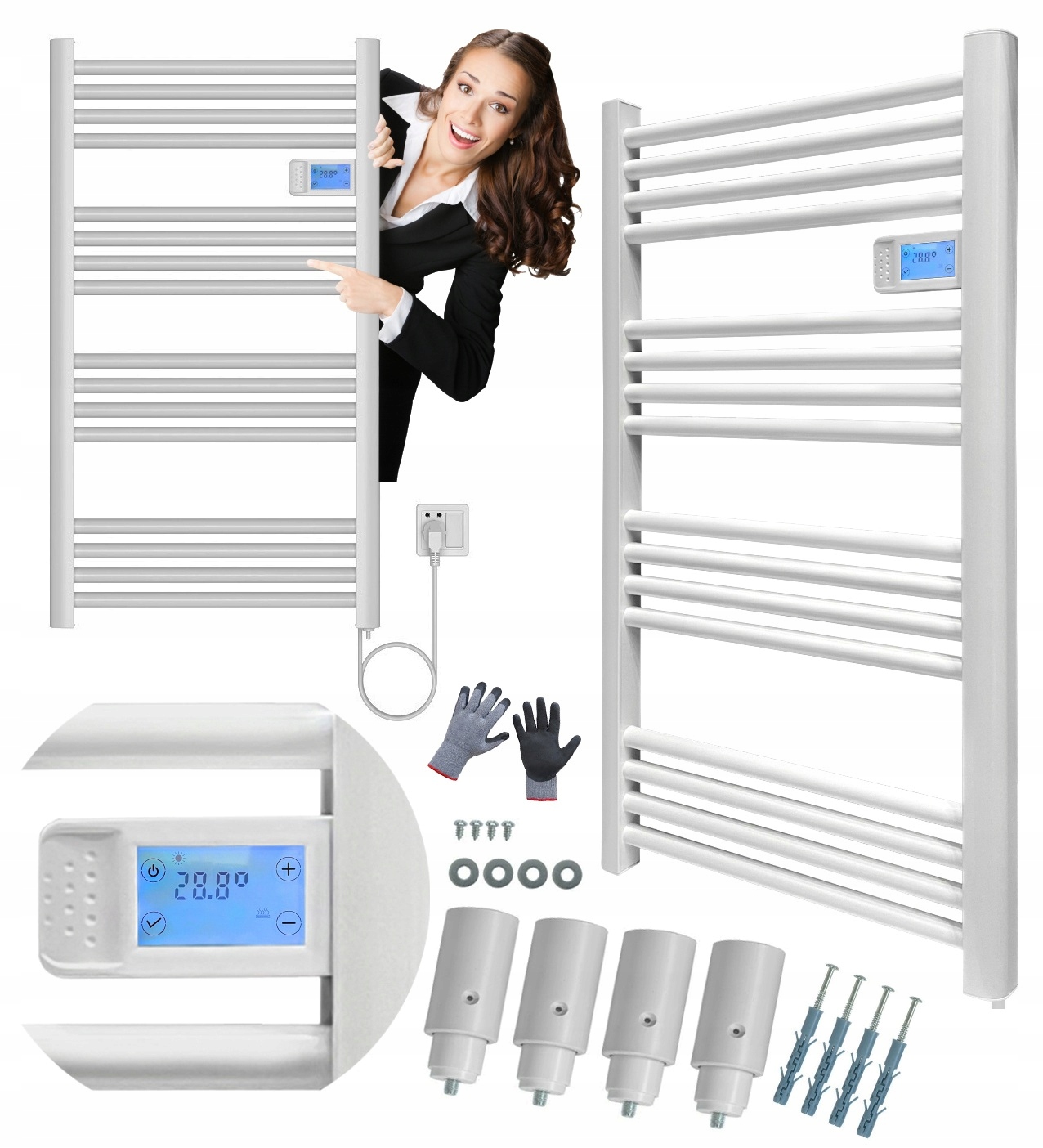 Elektrický kúpeľňový radiátor Elektrický kúpeľňový radiátor 500 W nástenný 500 W 540 × 960 mm biely