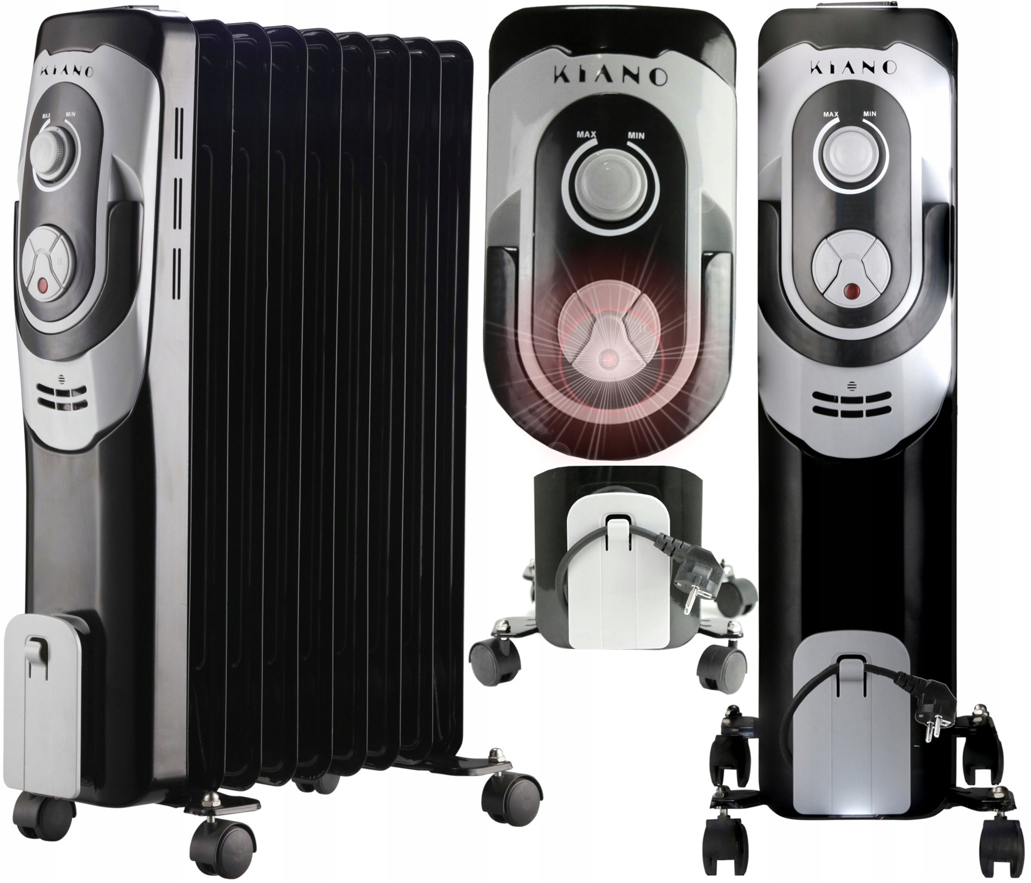 Olejový radiátor Kiano 2000 W, čierny