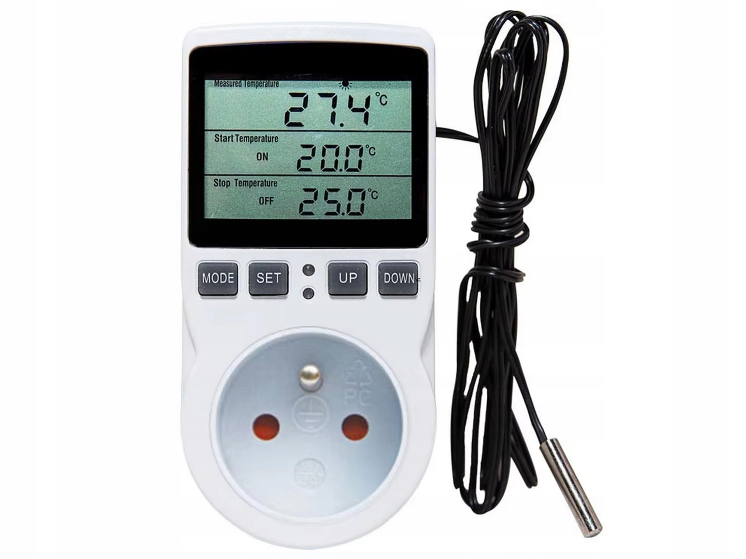 Elektronický termostat, regulátor teploty, 230 v, zásuvka