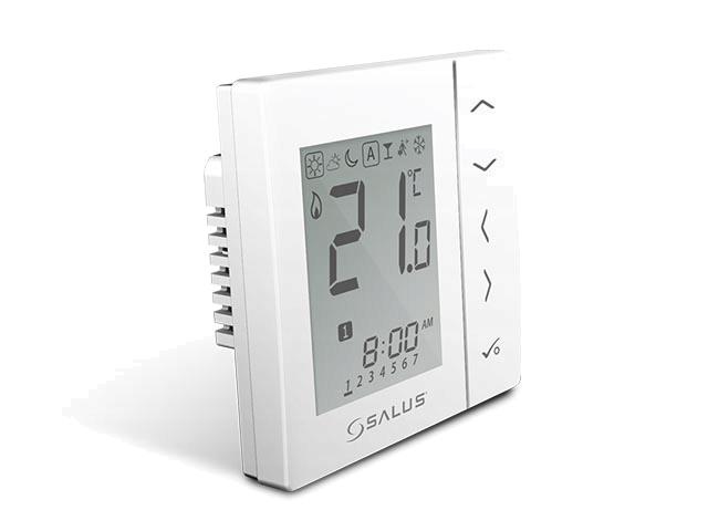 Biely elektronický izbový regulátor týždenne