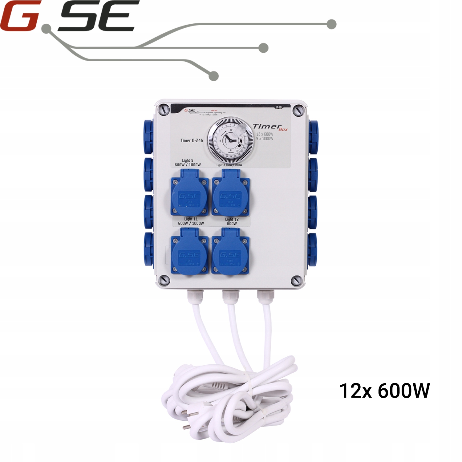 Regulátor – Časové relé G.SE Timer Box II 12 × 600 W
