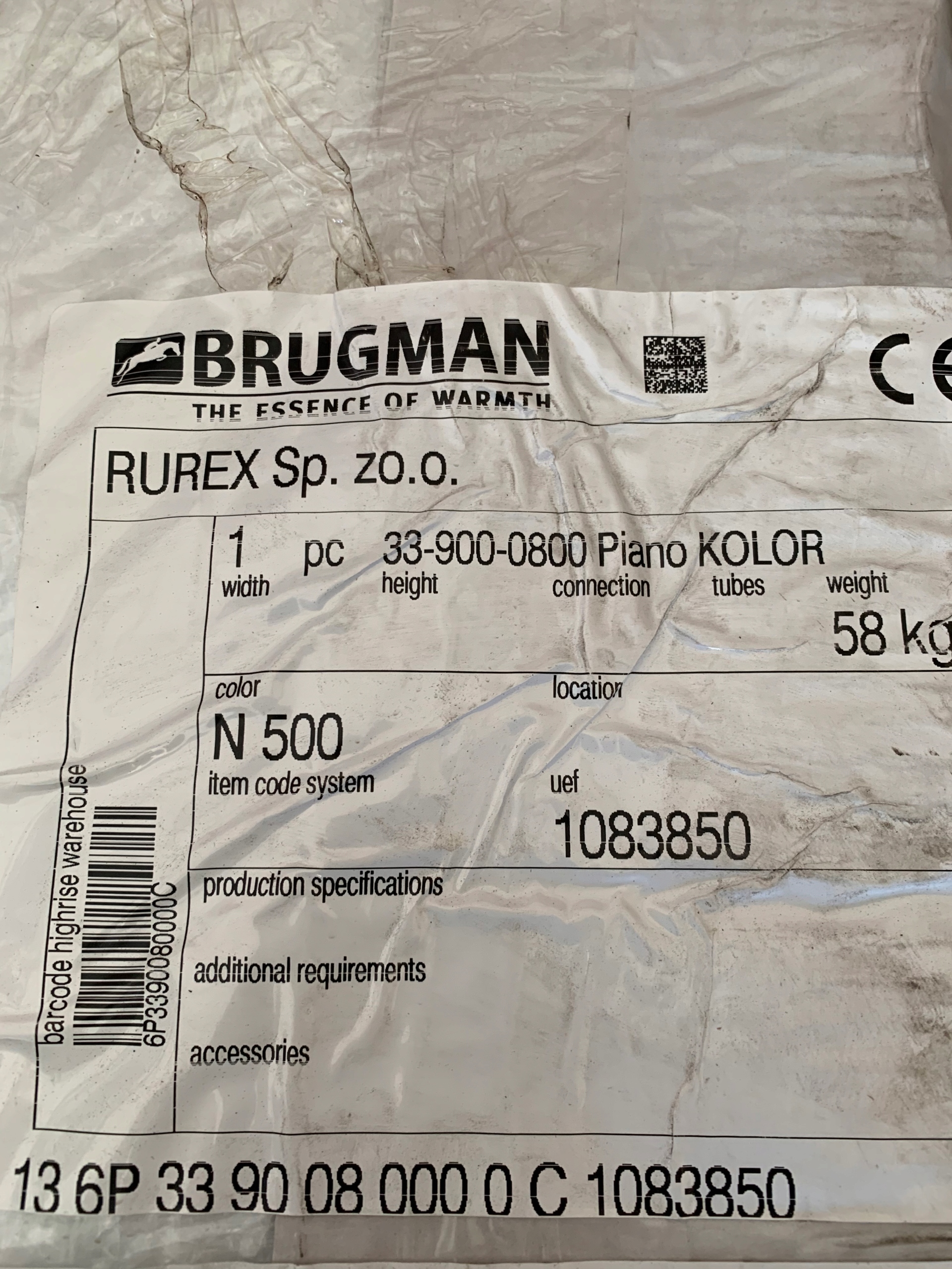 Brugman heater 33-900-800 piano biely mat