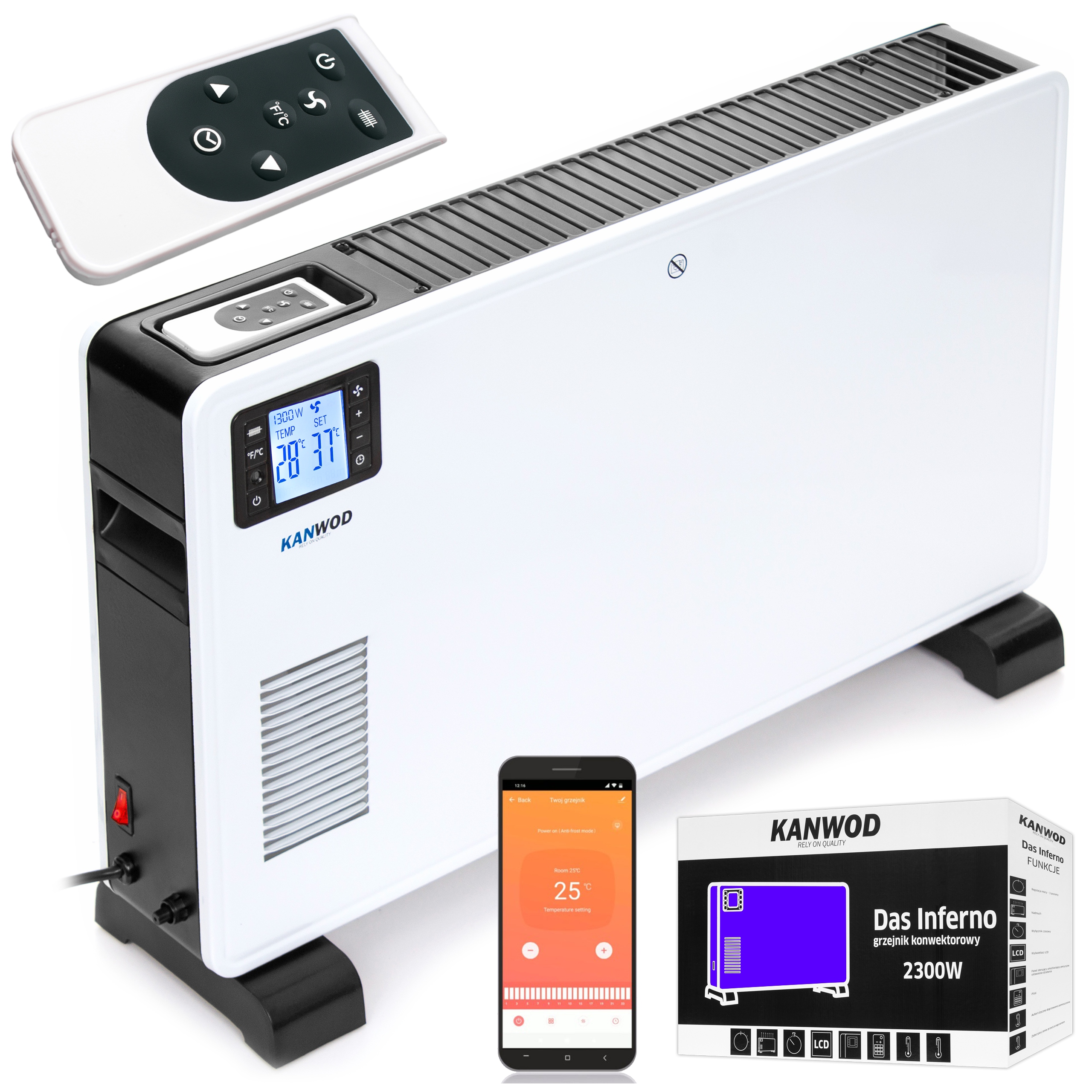 KONVEKTOR ELEKTRICKÉHO OHRIEVAČA 2300 W KANWOD + WIFI